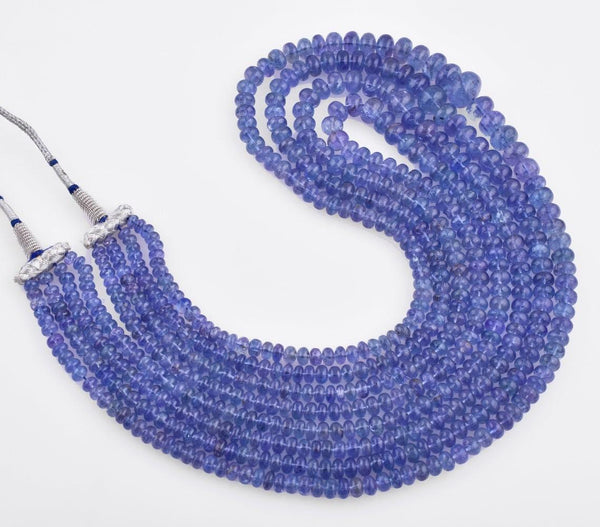 1109 Ct. Tanzanite Rondelle Necklace Smooth Necklace 5-12mm Gemstone Beaded Necklace Birthday Gift For Her Tanzanite Jewelry Beads Necklace