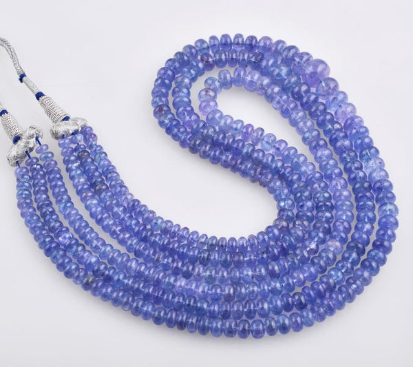 601 Ct. Tanzanite Rondelle NecklacenSmooth Necklacen5-11mm Gemstone Beaded Necklace Jewelry Anniversary Wedding Bridal Gift For Her B