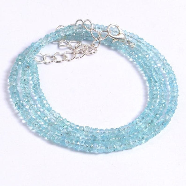 3-4mm Aquamarine Necklace, Gemstone Beaded Necklace, Handmade Birthstone Necklace, Rondelle Beads Necklace, Anniversary Gift For Her