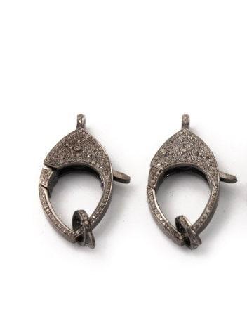 Sterling Silver Diamond Lobster Clasp 34x20mm: 925 Jewelry Lock Finding