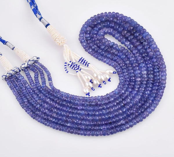3.5-8mm Tanzanite Gemstone Necklace/Handmade Faceted Necklace/730 Ct. Rondelle Necklace/Beaded Necklace/Anniversary Gift/December Birthstone
