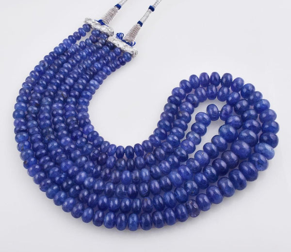 959 Ct. Tanzanite Gemstone Smooth Necklace 5.5-12mm Rondelle Beaded Necklace Tanzanite Jewelry Beads Necklace Anniversary Gift For Her