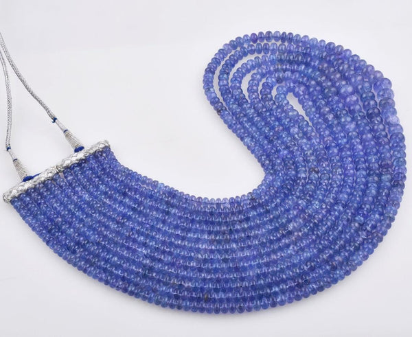 1559 CT. 6 Strands Tanzanite Layering Necklace Gemstone Necklace Beaded Rondelle Necklace Gift For Her Birthstone Necklace Women Necklace