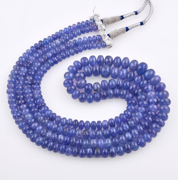 528 CT. Natural Tanzanite Layering Necklace 5-10mm Gemstone Beaded Necklace Rondelle Handmade Jewelry Wedding Anniversary Gift For Her