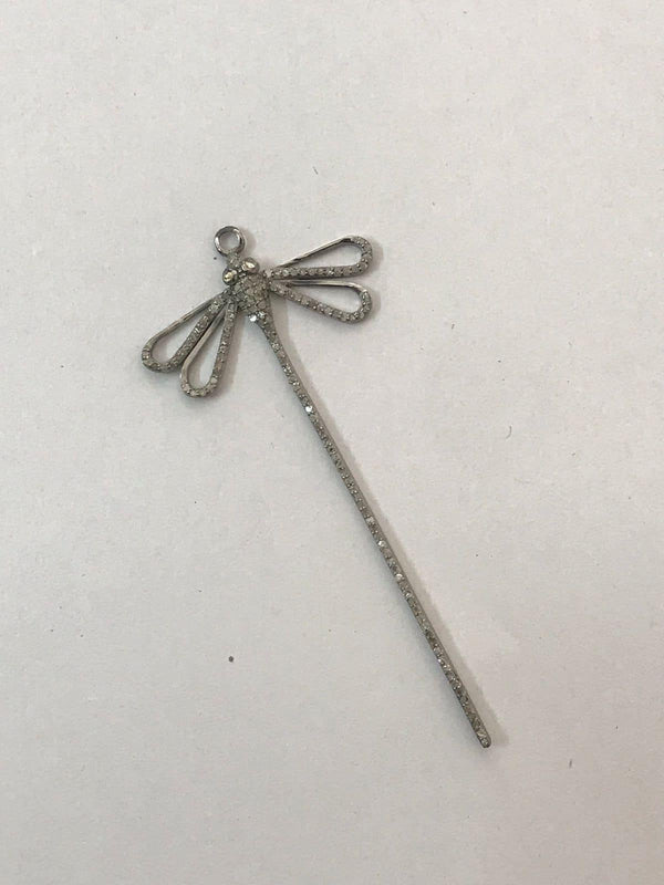 70x32mm Diamond Dragonfly Pendant Dragonfly Necklace Diamond Jewelry Pave Diamond Pendant Dainty Pendant Antique Finish One of Kind Jewelry