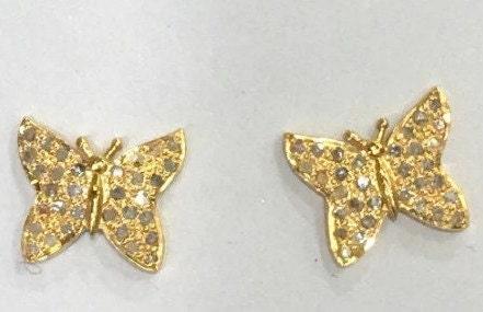 Pave Diamond Star Stud Earring/Push Back Dainty Heart Studs/Diamond Butterfly Earrings/925 Silver Stud/Minimalist Stud/Best Friend Gifts