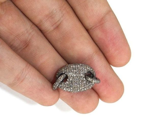 Pave Diamond Connector/Oval Connector/30x15mm Diamond Charms Necklace/Bracelet Connector/Diamonds Jewelry/Connector/Necklace Pendant/Gifts