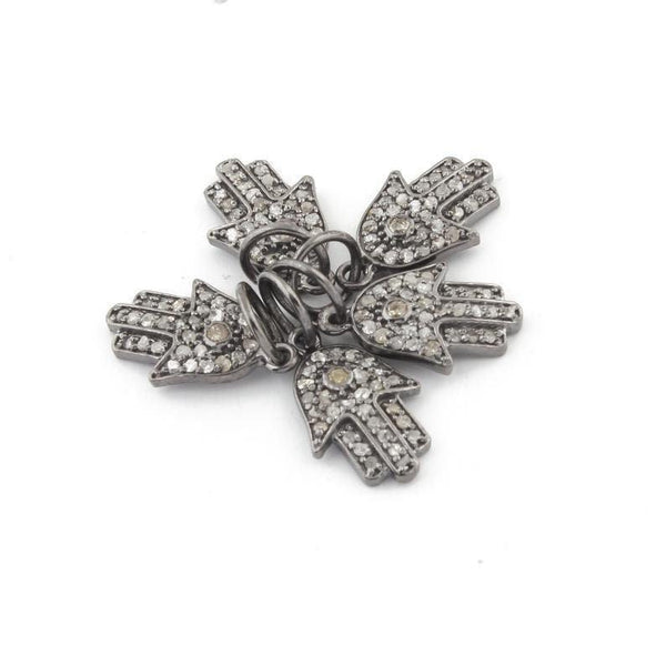 Pave Diamond Hamsa Pendant/925 Sterling Silver/Hamsa Necklace/Art Deco Dainty Pendant/Craft Supply/Jewelry Findings/Minimalist Jewelry/Gift