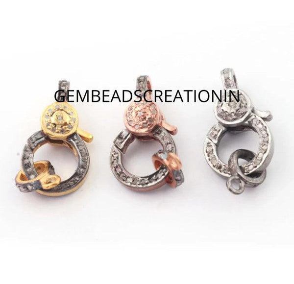 Pave Diamond Lobster, Lock Clasp, Sterling Silver 19x10mm, Diamond Lock Claw, Diamond Findings, Diamond Clasp & Clips, Lobster, Pave Lobster