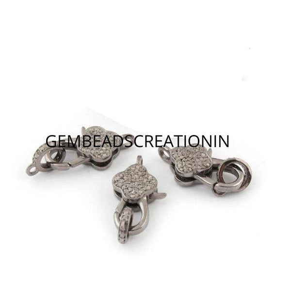 925 sterling silver handmade rose cut diamond lobster clasp pave diamond clasp 32mm size gold micron lobster lock jewelry findings making