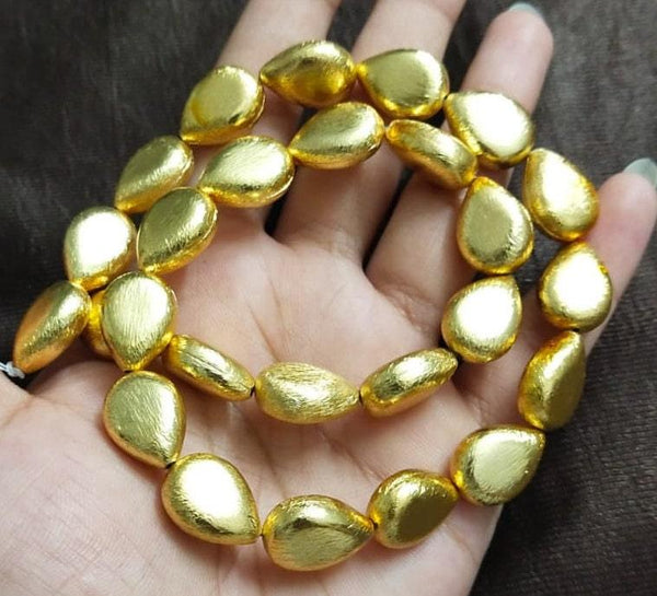 Copper Finding Beads, Pear Brass Beads, Copper Pear Beads, 10x14mm, Gold Copper Beads, Matte Finish Beads, Jewelry Making, Necklace Beads