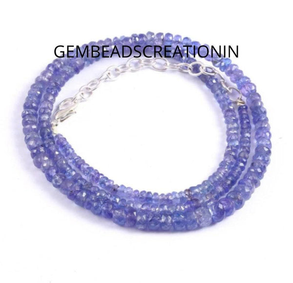 3-5mm Tanzanite Necklace/Rondelle Beaded Necklace/Gemstone Necklace/Tanzanite Beads/Gift For Her/Anniversary Gift/Tanzanite Strand Wholesale