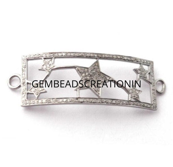 Pave Diamond Link Bracelet/48x17mm Diamond Connector/Bracelet Connector Charm/Link Connector/Necklace Charm/925 Silver Jewelry Finding