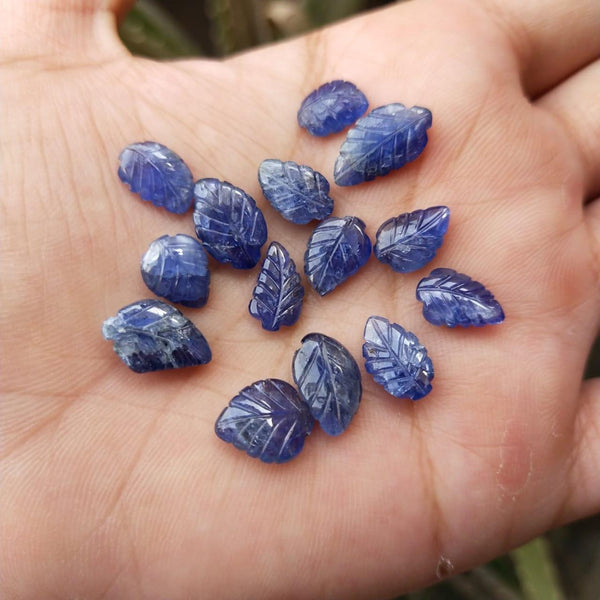 100% Natural Tanzanite Leaf Carving Beads/Tanzanite Gemstone Beads/6-12mm Fine Quality Tanzanite Carvings/Loose Gemstone Beads Jewelry