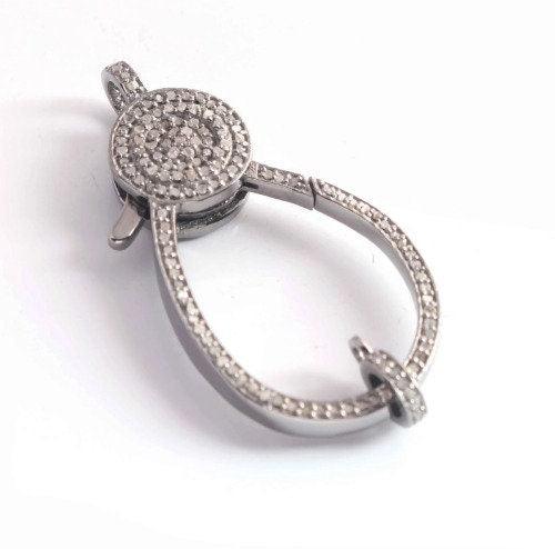 39x19mm Pave Diamond Lobster Clasp 925 Sterling Silver Jewelry Connector Necklace Bracelet Jewelry Making