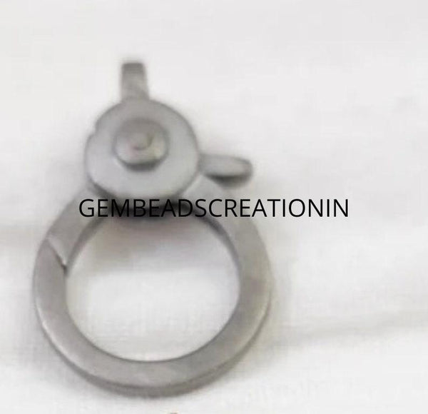 Rosecut Pave Diamond Matte Finish Lobster Clasp Lock 22x14mm in 925 Sterling Silver