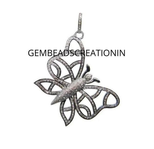 Pave Diamond Butterfly Pendant/925 Sterling Silver/Diamond Jewelry/Push Present/Dainty Minimalist Jewelry/Anniversary Gift/Fine Handmade