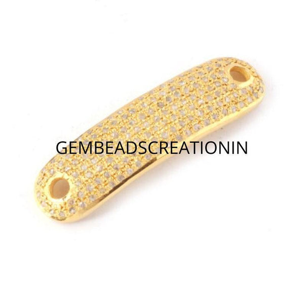 Pave Diamond Link/38x10mm Diamond Oval Connector/Bracelet Necklace Connector/Diamond Link Connector/Jewelry Finding/Silver Tube Bar Charm/