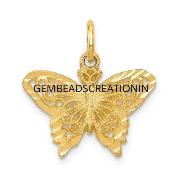 14k Solid Gold Butterfly Pendant Tiny Gold Charms Butterfly Charms Gift For Women Anniversary Gift Minimalist Necklace Gold Pendant Sale