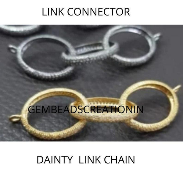Pave Diamond Link Connector/925 Silver Craft Findings/Diamond Jewelry/Dainty Ring Connector/Bracelet Connector/Oval Links/Handmade Jewelry