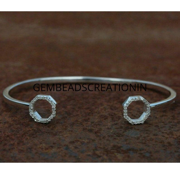 Pave Diamond Cuff Bracelet 925 Silver Women Jewelry Anniversary Birthday Gift For Her Fashion Jewelry Bridesmaid Gift  Bangle Bracelet
