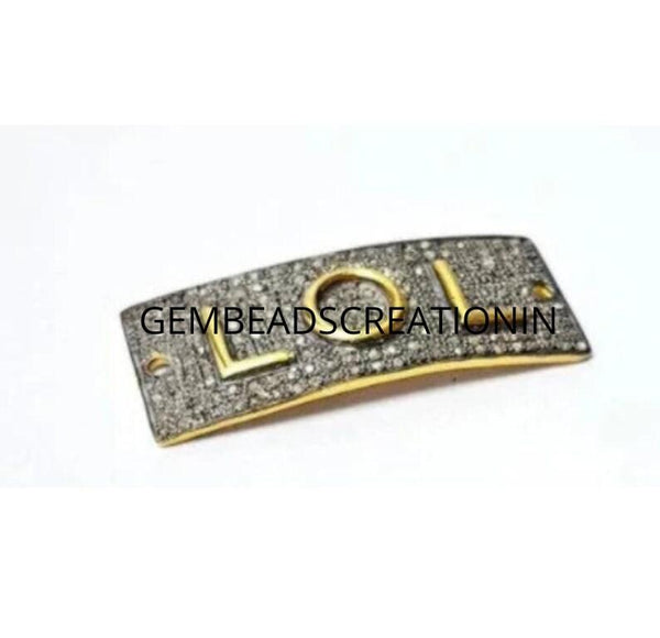 40mm Pave Diamond Link Diamond Bracelet Connector Link Connector Handmade Jewelry Rose Cut Diamond Gifts Unisex Pendant 925 Siler Jewelry