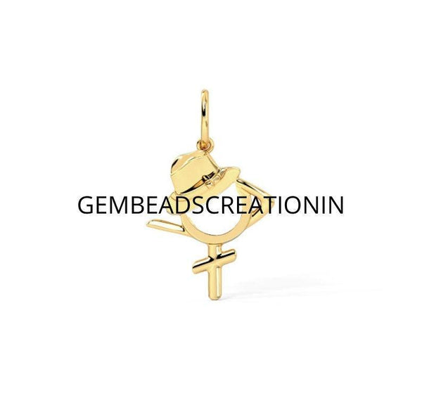 Solid Gold Hip Hop Charm Necklace/Hip Hop Jewelry/14K Gold Pendant/Minimalist Dainty Necklace/Charm For Bracelet Necklace/Unisex Gifts