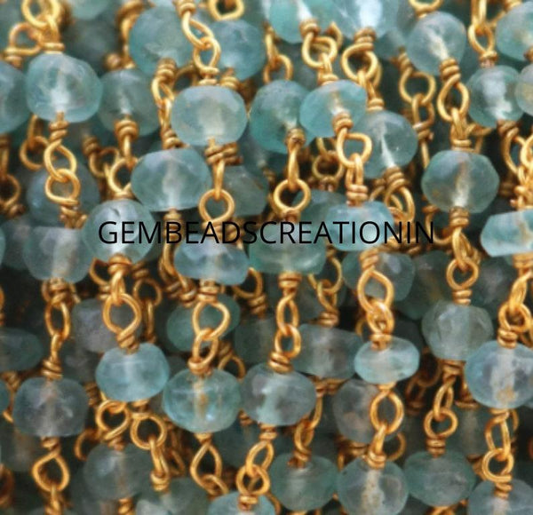 Apatite Rosary Beaded Chain/3-4mm Faceted Beads/Sterling Vermeil Chain/Beaded Chain/Gemstone Chain/Loose Beads/Jewelry Making/Semi Precious