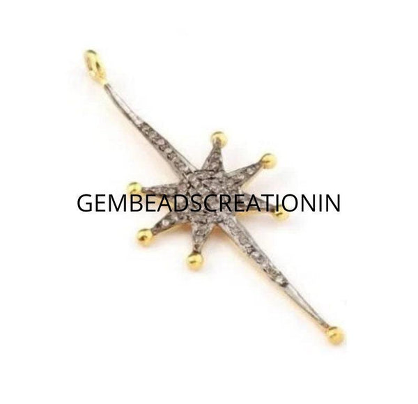 Pave Diamond Spike Starburst Pendant/44x17mm 925 Sterling Vermeil/Covered Sun Pendant/Diamond Star/Sunstar Pendant/Sunburst Shooting Star