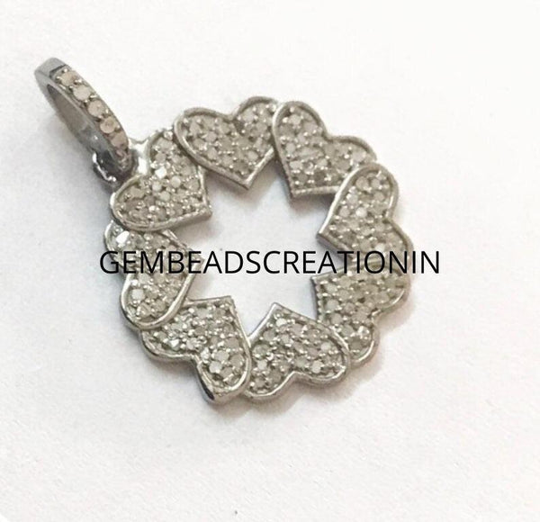 Pave Diamond Pendant/Round Heart Pendant/925 Silver/27x18mm Diamond Jewelry/Handmade Love Necklace/Gift For Her/Push Present/Art Deco