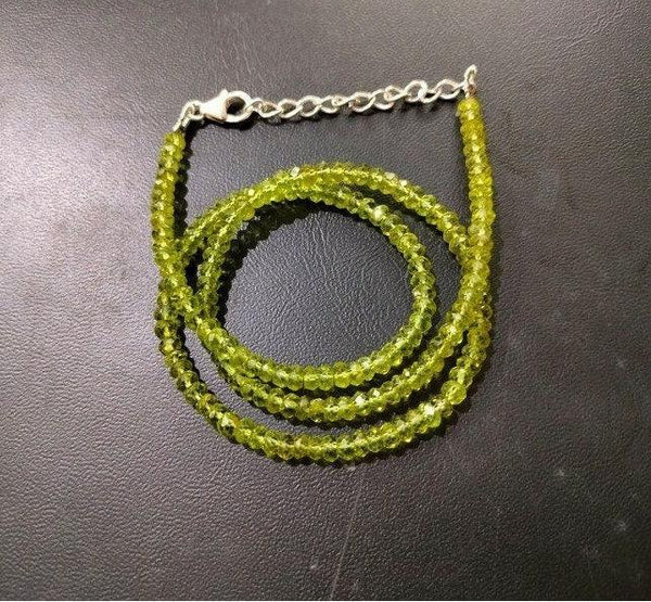 Peridot Necklace Peridot Rondelle Necklace Handmade Necklace 3-4mm Peridot Beads Beaded Gemstone Necklace Gift For Her Women Necklace