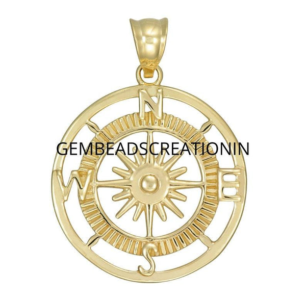 10k Solid Gold Compass Necklace Gold Compass Charm Travel Necklace Graduation Gift Personalized Custom Pendant Necklace Compass Jewelry Gift