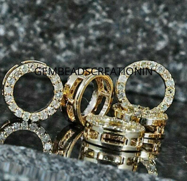 14k Solid Gold Diamond Findings 8mm Spacers Findings Diamond Jewelry Component Diamond Gold Beads Rondelle Charm Pendant Solid Gold Jewelry