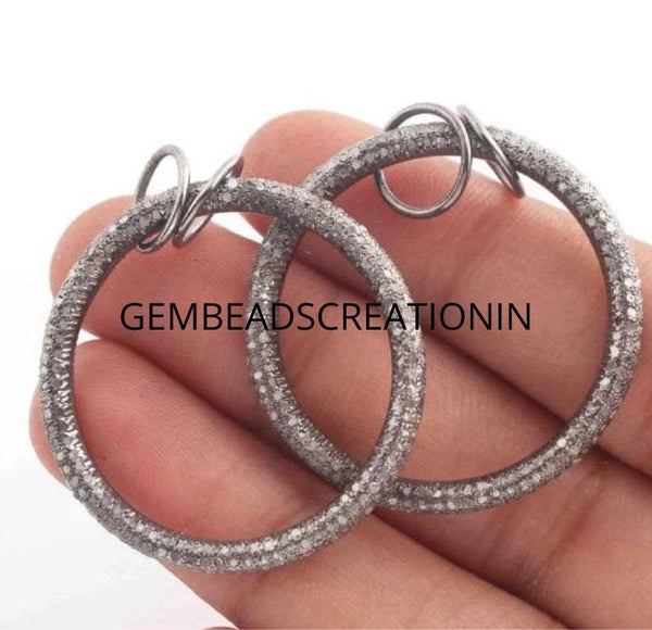 Pave Diamond Round Pendant 925 Sterling Silver 34mm Diamond Pendant Circle Pendant Handmade Jewelry Necklace Pendant Craft Findings Art Deco
