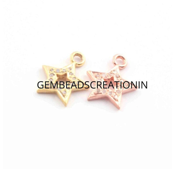 12x9mm Diamond Star Rose Gold Yellow Gold Jewelry Diamond Charm Pave Diamond Pendant Star Pendant Jewelry Charm Necklace Celestial Jewelry