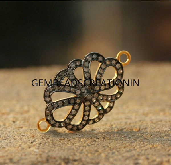 filigree design rosecut pave diamond bracelet connector 925 sterling silver handmade finish diamond bracelet connector charms craft supplies