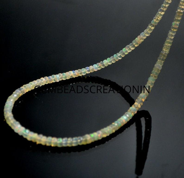 Ethiopian Opal Necklace 3mm Rainbow Fire Natural Opal Necklace 925 Sterling Silver Opal Beaded Women Necklace Minimalist Opal Jewelry Gifts