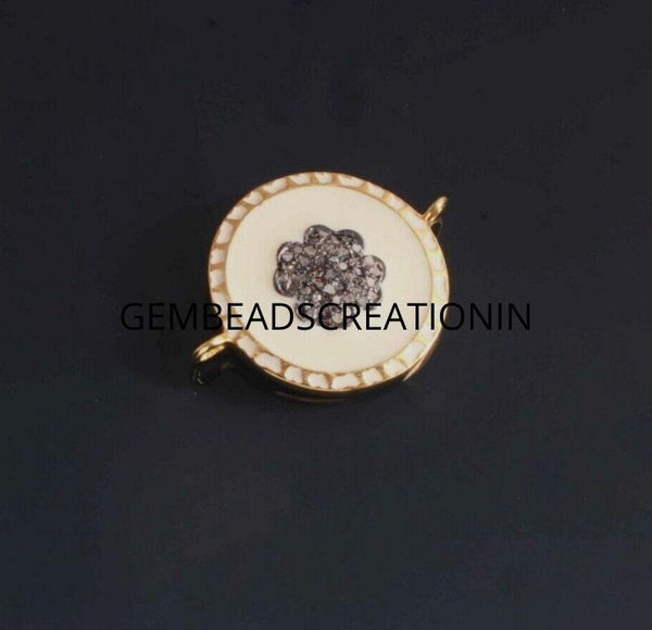 Enamel Diamond Connector Flower Charm Bracelet 925 Silver Necklace Connector Bakelite Handmade Jewelry Diamond Charm Pendant