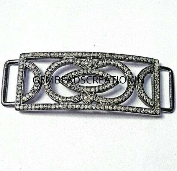 Pave Diamond Rectangle Jewelry Connector 925 Silver Diamond Findings Bracelet Connector Handmade Jewelry Craft Supplies Pendant Necklace