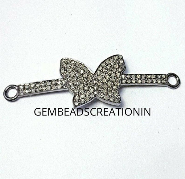 Pave diamond rosecut connector 925 sterling silver connector handmade diamond bracelet connector beautiful pave diamond new design connector