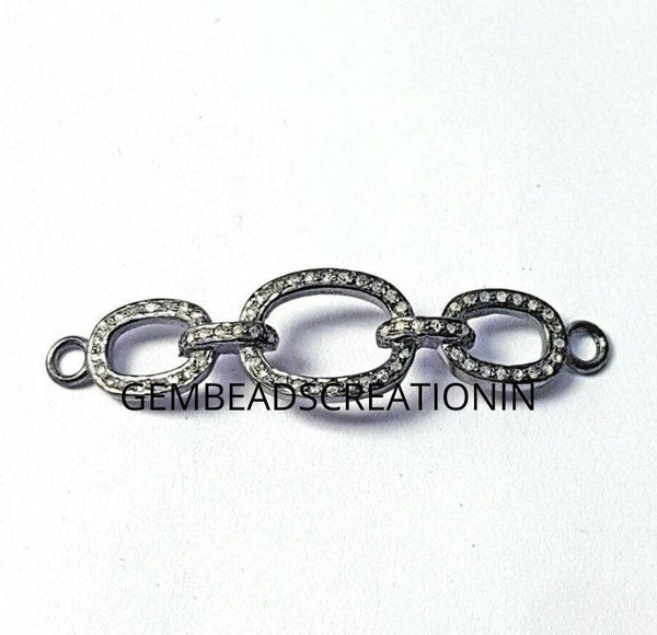 Pave Diamond Chain Jewelry Connector 925 Silver Diamond Bracelet Necklace Connectors 50x10mm Handmade Diamond Jewelry Necklace Pendant