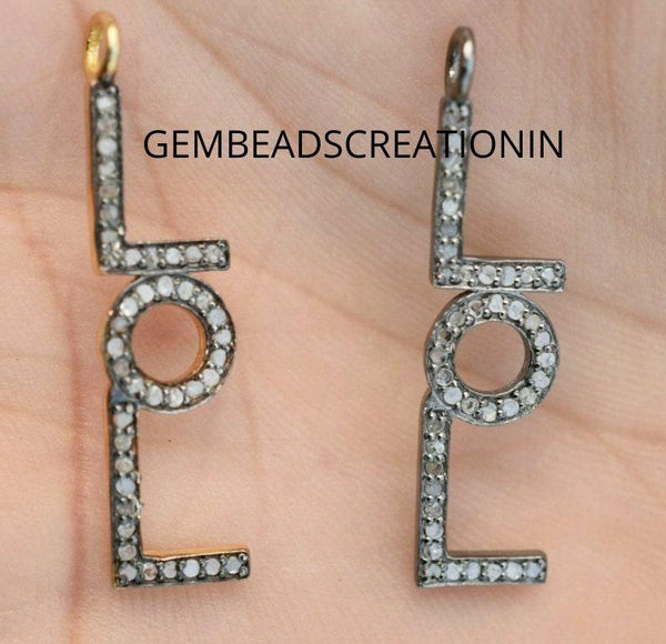 Pave Diamond LOL Charm Pendant Pave Diamond Jewelry Necklace Pendant LOL Pendant 925 Sterling Silver Unisex Pendant Wedding Gift For Her