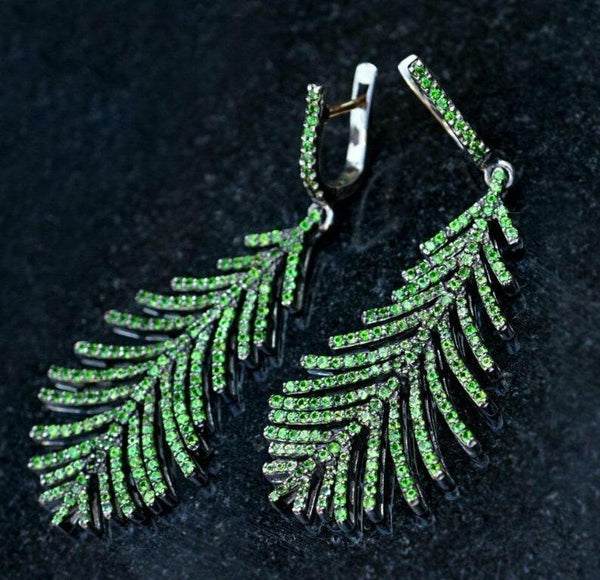 Tsavorite Earring 925 Silver Designer Drop Earring Handmade Earrings Gift For Her Wedding Earring Diamond Fine Jewelry One Year Anniversary