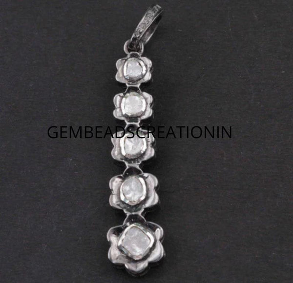 Antique Rose cut Diamond Polki Pendant 925 Sterling Silver Rose cut Polki Diamond Spike Necklace Pendant Gift Ideas Minimalist Pendant