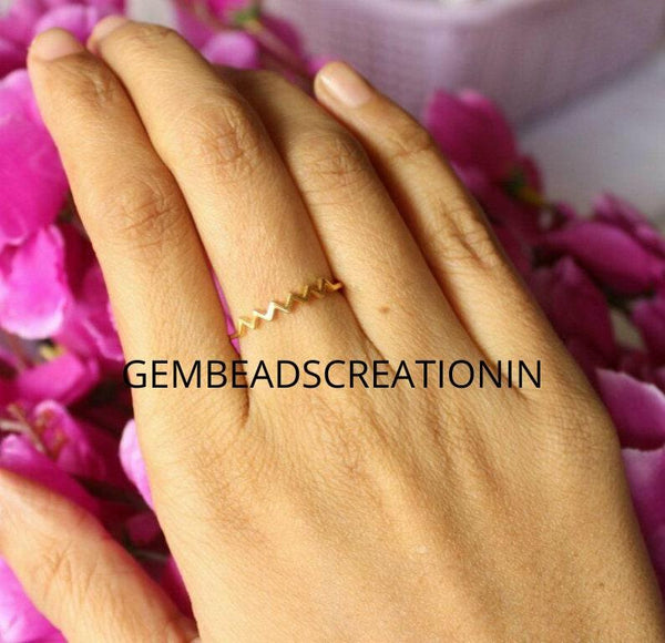 14k Solid Gold Zig Zag Ring Dainty Stackable Band Wedding Ring Enhancer Crown Ring Gold Ring Gift For Her Anniversary Wedding Gift