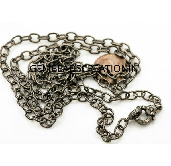Pave Diamond Clasps 925 Sterling Silver Chain Findings Necklace Chain Supplies Long Link Chain Necklace Jewelry Findings Oval Cable Chain