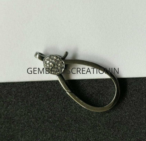 Pave Diamond Lobster Clasps 925 Silver Diamond Jewelry Findings Handmade Lobster Lock Necklace Connector Craft Supplies