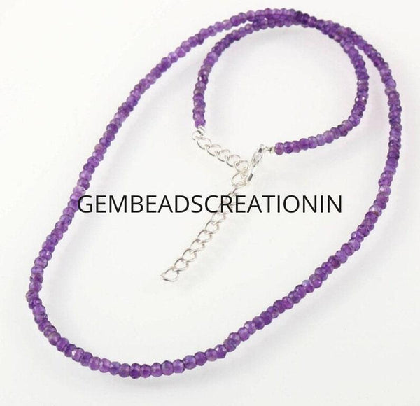 Amethyst Necklace/Gemstone Necklace/Beaded Necklace/Birthstone Necklace/3-4mm Rondelle Necklace/Gift For Her/Jewelry Necklace