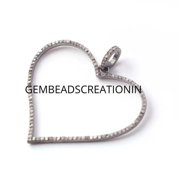 34X40mm Pave Diamond Heart Pendant 925 Sterling Silver Pendant Necklace Heart Jewelry Open Heart Necklace Gift Jewelry Ideas Halloween