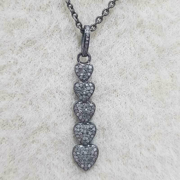 Diamond Heart Pendant/Diamond Jewelry/36X9mm Star Necklace/Pave Diamond Pendant/Fine Jewelry/One Year Anniversary/Birthday Gift/925 Silver
